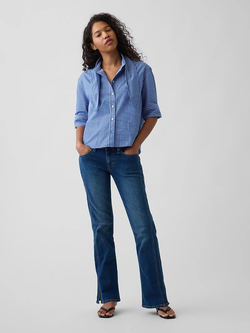 Organic Cotton Poplin Tie-Neck Shirt