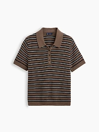100% Cotton Stripe Polo Sweater Shirt