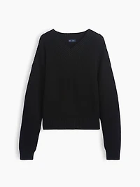 100% Cotton Oversized Shaker V-Neck Sweater