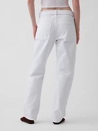 Mid Rise Belted Straight Taper Jeans