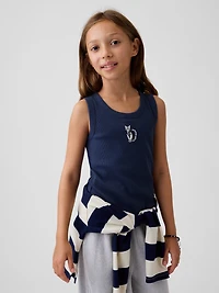 Kids Rib Embroidered Graphic Tank Top