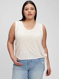 Linen Blend Side Tie Sleeveless T-Shirt