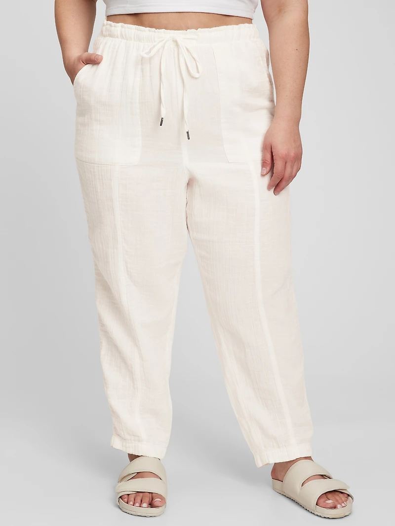 Crinkle Gauze High Rise Pull-On Pants