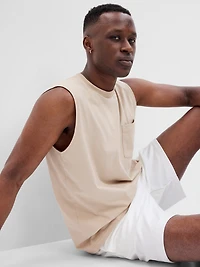 Organic Cotton Muscle Sleeveless Pocket T-Shirt