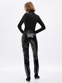 High Rise Vegan Patent Leather Vintage Slim Pants