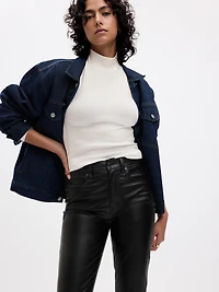 High Rise Vegan Leather Vintage Slim Pants