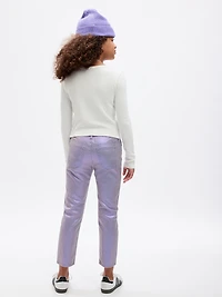 Kids Mid Rise Metallic Coated Denim Girlfriend Jeans