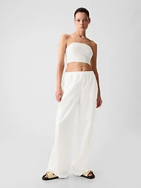 Linen-Cotton Cropped Tube Top