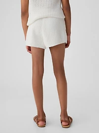Kids Mid Rise Crochet Shorts