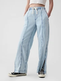 Denim Easy Wide-Leg Pants