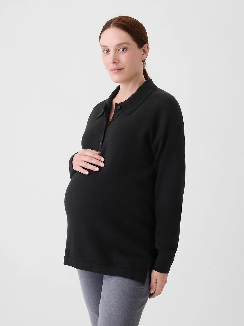Maternity CashSoft Polo Shirt Sweater