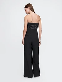 Strapless Mixed Media Jumpsuit