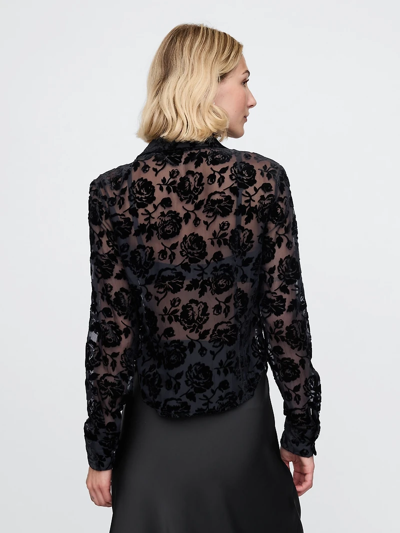 Recycled Velvet Crop Shirt