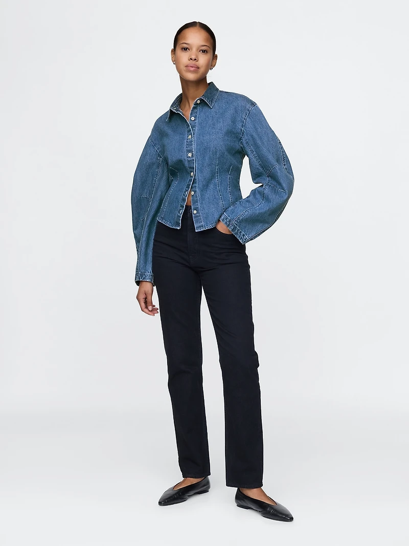 Barrel-Sleeve Denim Shirt