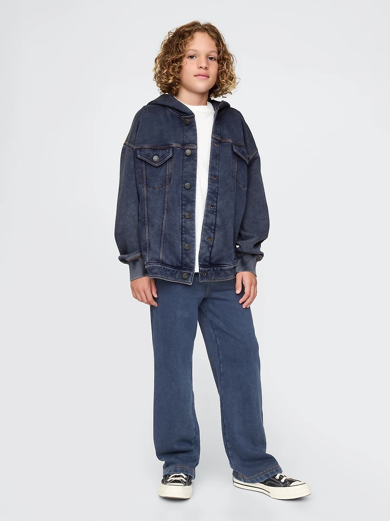Kids Hooded Icon Sweatshirt Denim Jacket