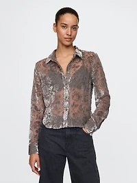 Recycled Velvet Crop Shirt