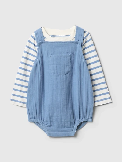 Ensemble avec salopette en gaze à effet froissé pour Bébé