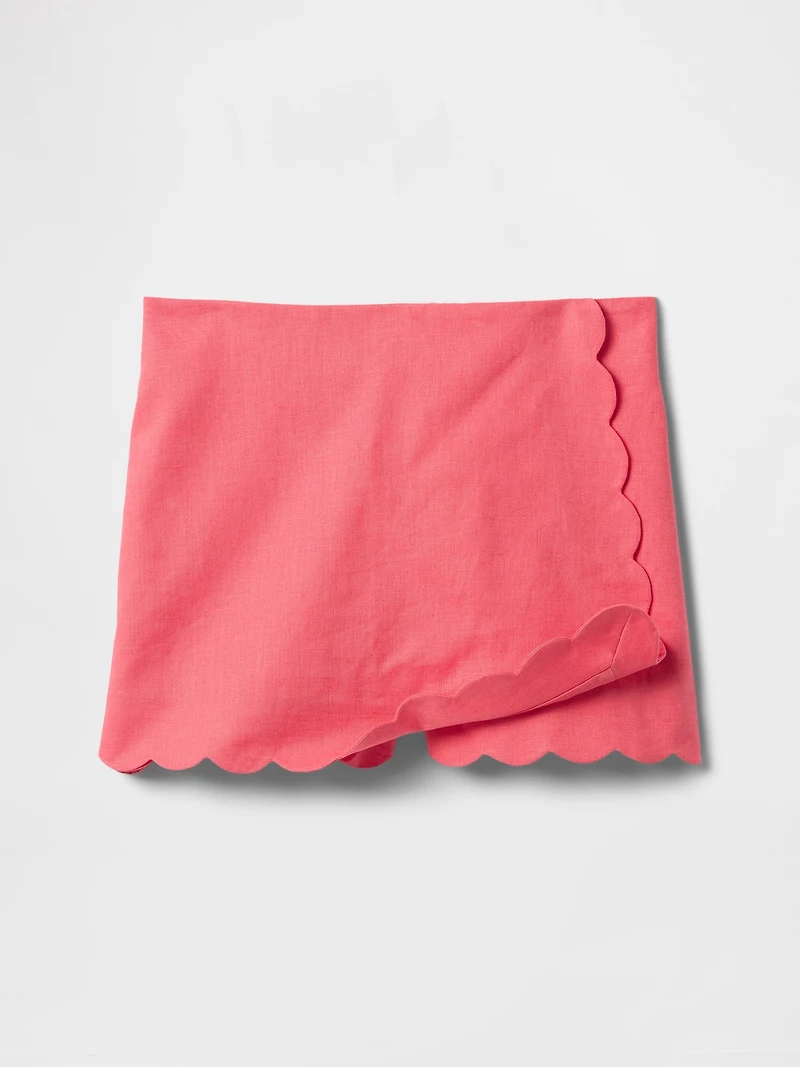 Kids Linen-Cotton Scalloped Wrap Skort