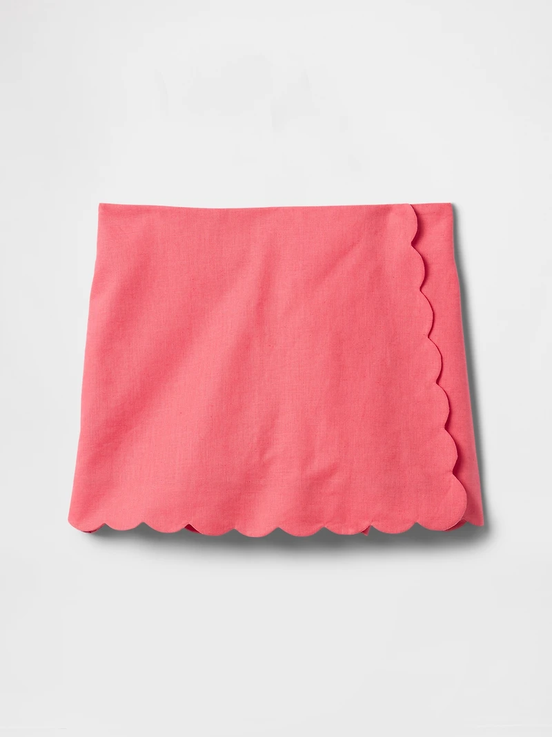 Kids Linen-Cotton Scalloped Wrap Skort