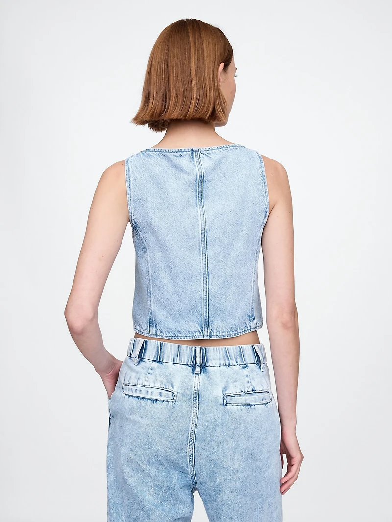 UltraSoft Denim Crop Vest