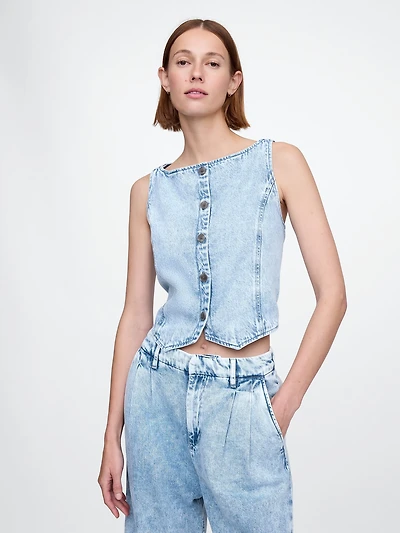 UltraSoft Denim Crop Vest