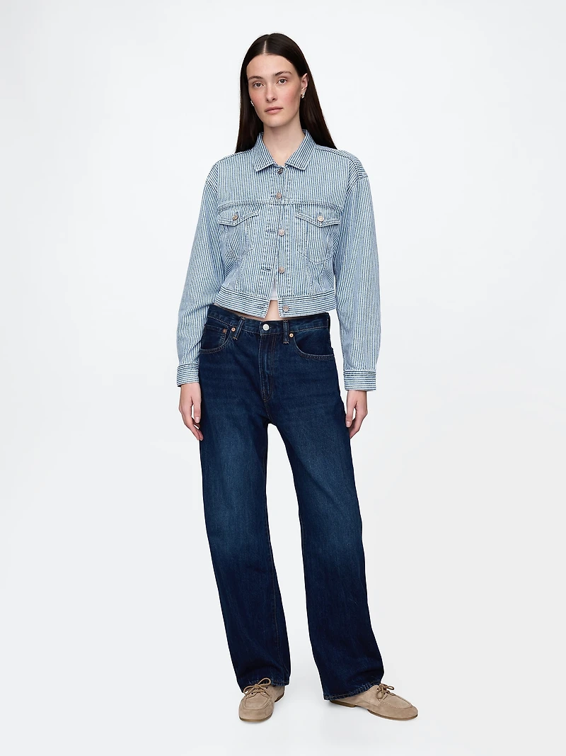 UltraSoft Denim Stripe Cropped Icon Jacket