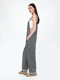 Denim Stripe Loose Overalls