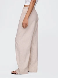 Linen-Blend Easy Wide-Hem Pants