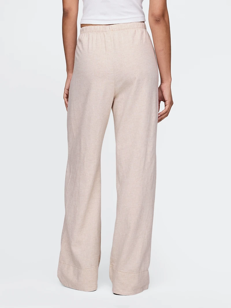 Linen-Blend Easy Wide-Hem Pants