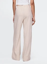 Linen-Blend Easy Wide-Hem Pants
