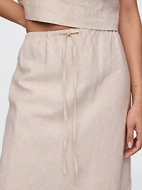 Linen-Blend Midi Skirt