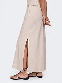 Linen-Blend Midi Skirt