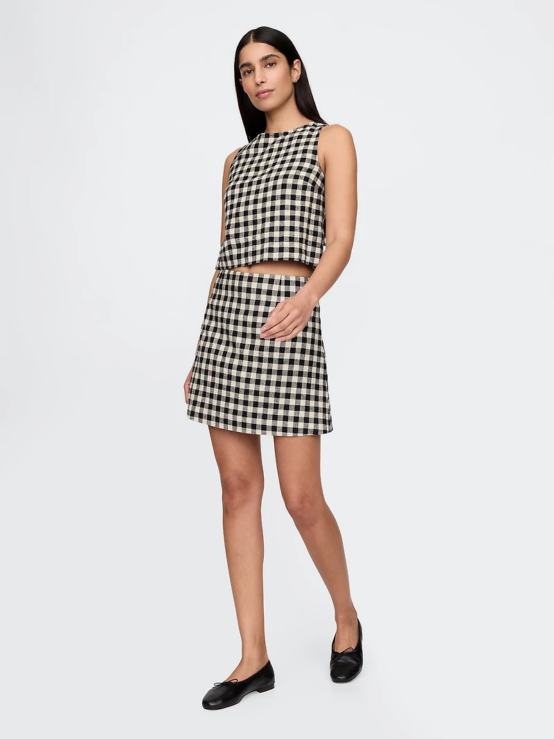 Linen-Blend Crop Shell Tank Top