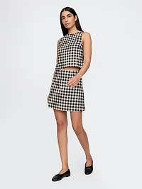 Linen-Blend Crop Shell Tank Top