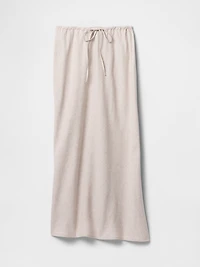 Linen-Blend Midi Skirt