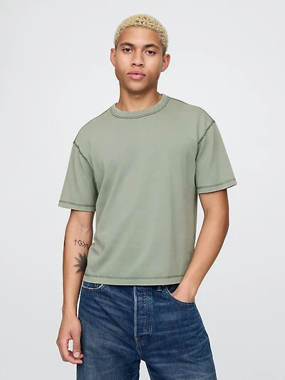 T-shirt court en tissu épais