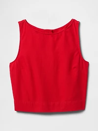 Linen-Blend Crop Shell Tank Top