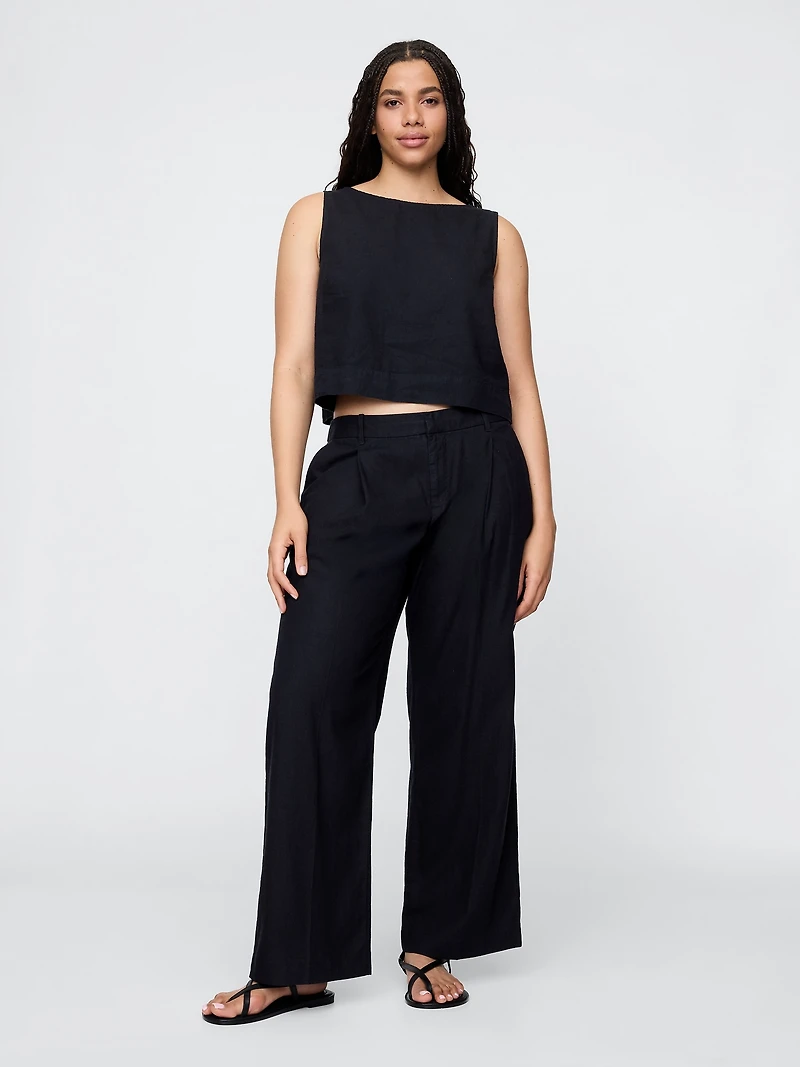 365 Low Rise Linen-Blend Trousers