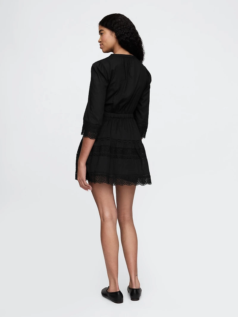 Lace-Trim Mini Dress