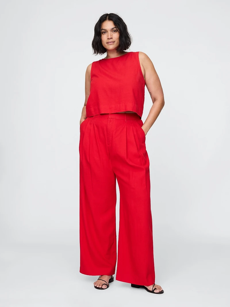 365 High Rise Linen-Blend Trousers