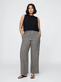 Linen-Blend Relaxed Straight Ankle Pants