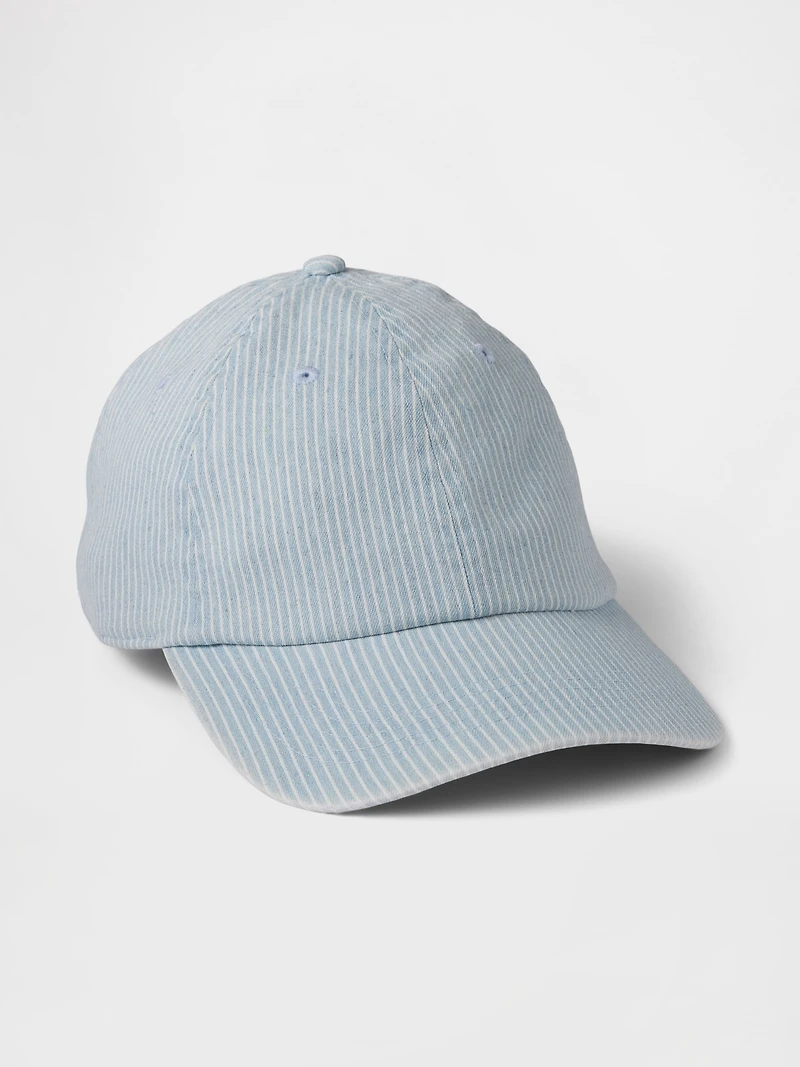 Casquette de baseball en denim à fines rayures