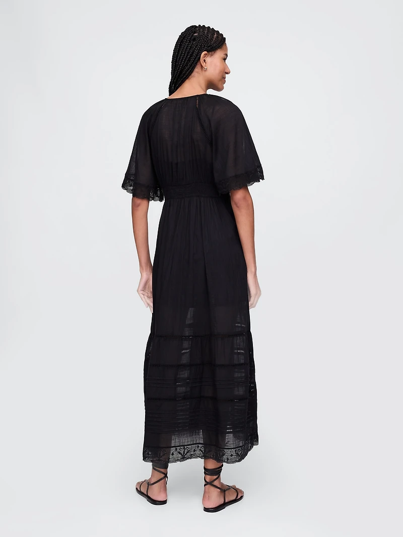 Lace-Trim Midi Dress