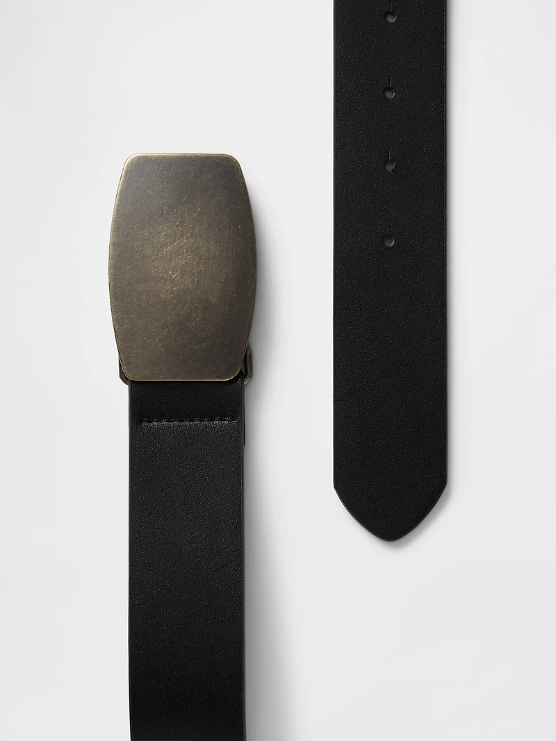 Vegan Leather Flat Buckle Belt