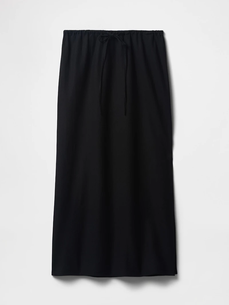 Linen-Blend Midi Skirt
