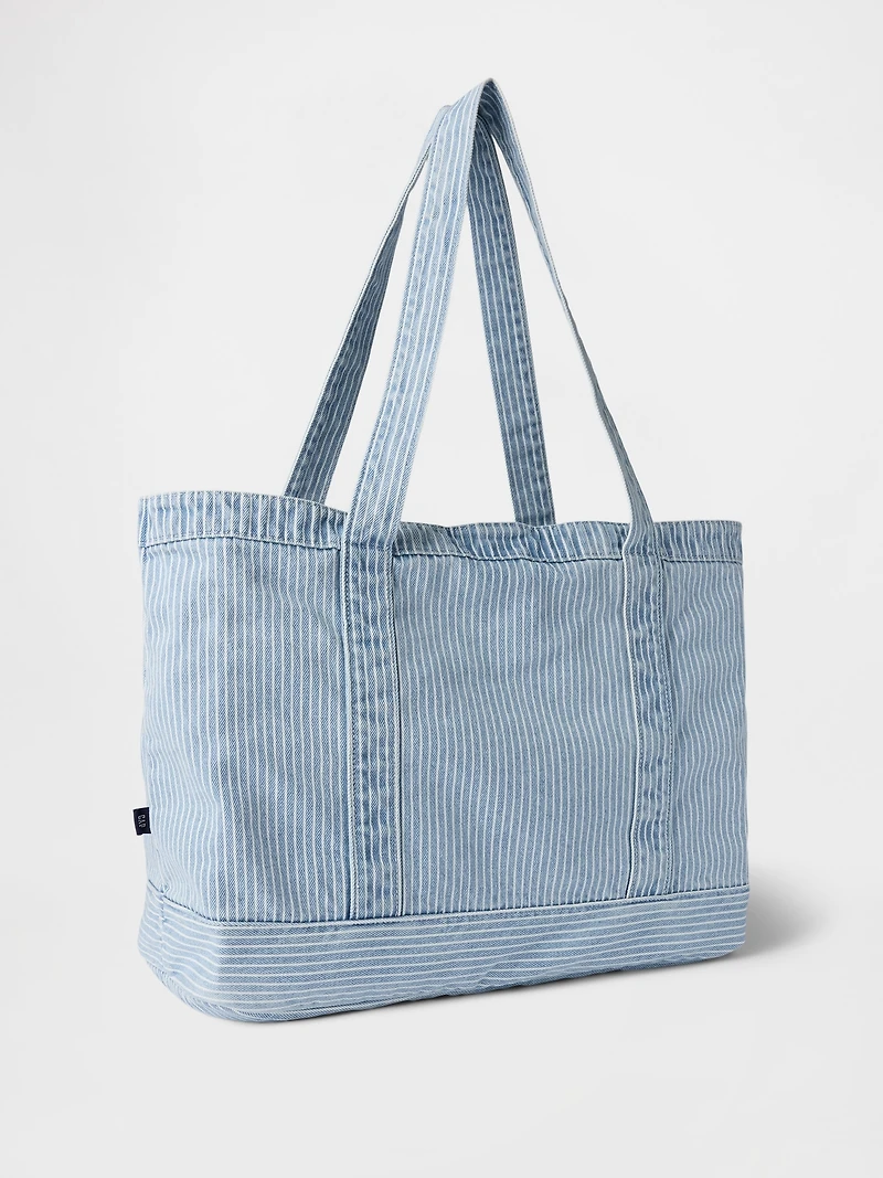 Denim Stripe Tote Bag