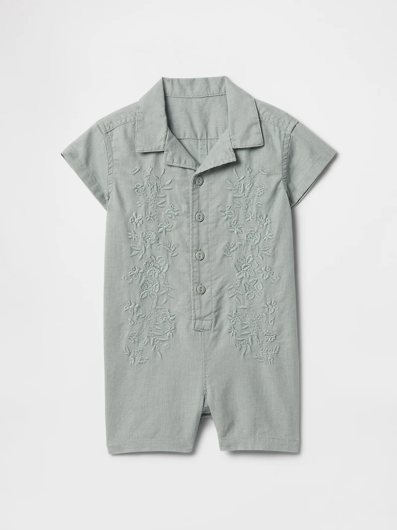Baby Linen-Cotton Cabana Shorty One-Piece