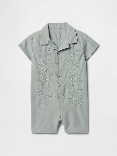 Baby Linen-Cotton Cabana Shorty One-Piece
