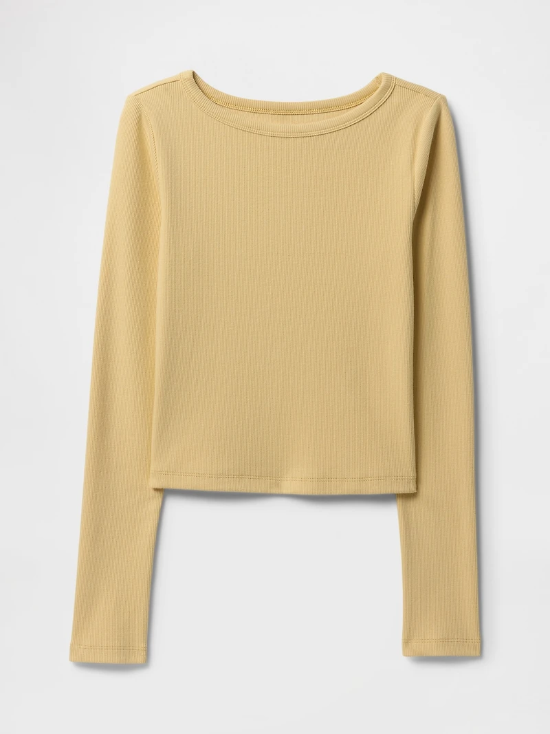 Heavyweight Rib Boatneck Crop T-Shirt