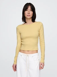 Heavyweight Rib Boatneck Crop T-Shirt